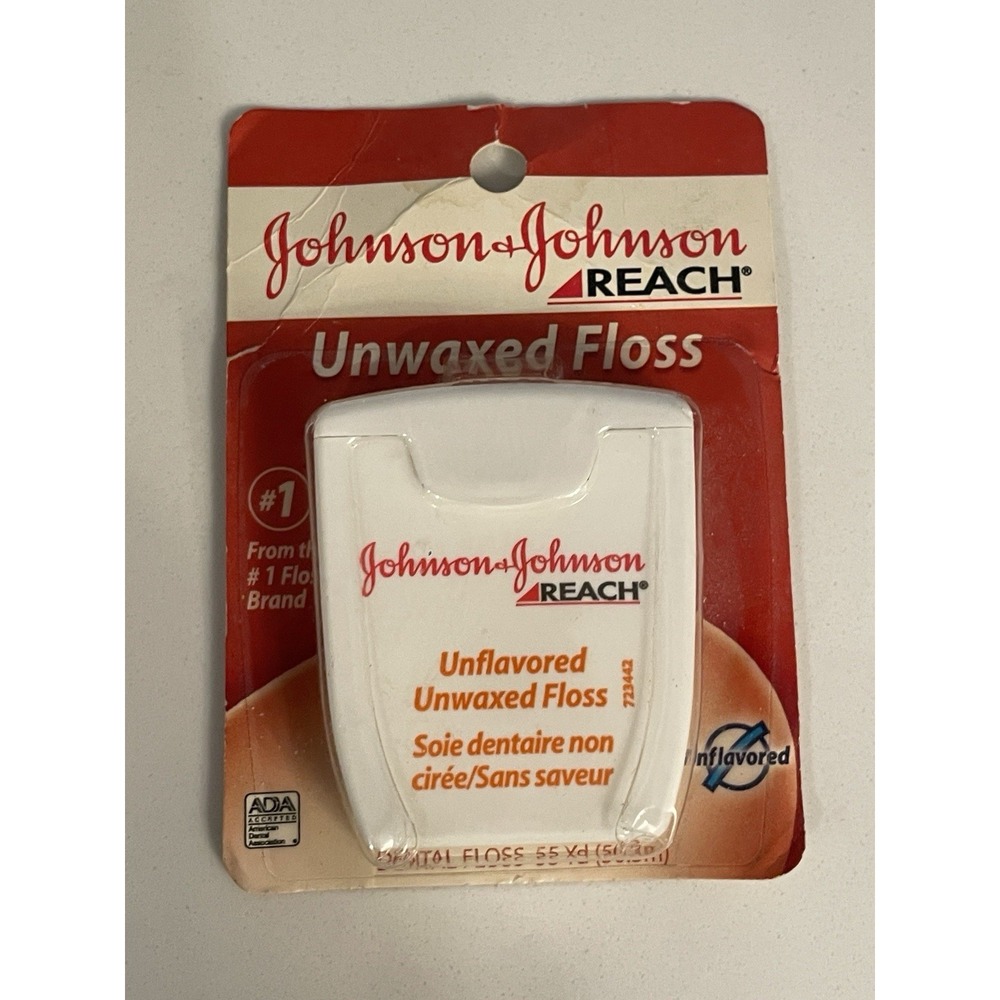 Johnson & Johnson‎ Reach Unwaxed Floss Unflavored 1 Pack 55 Yards Old Stock New